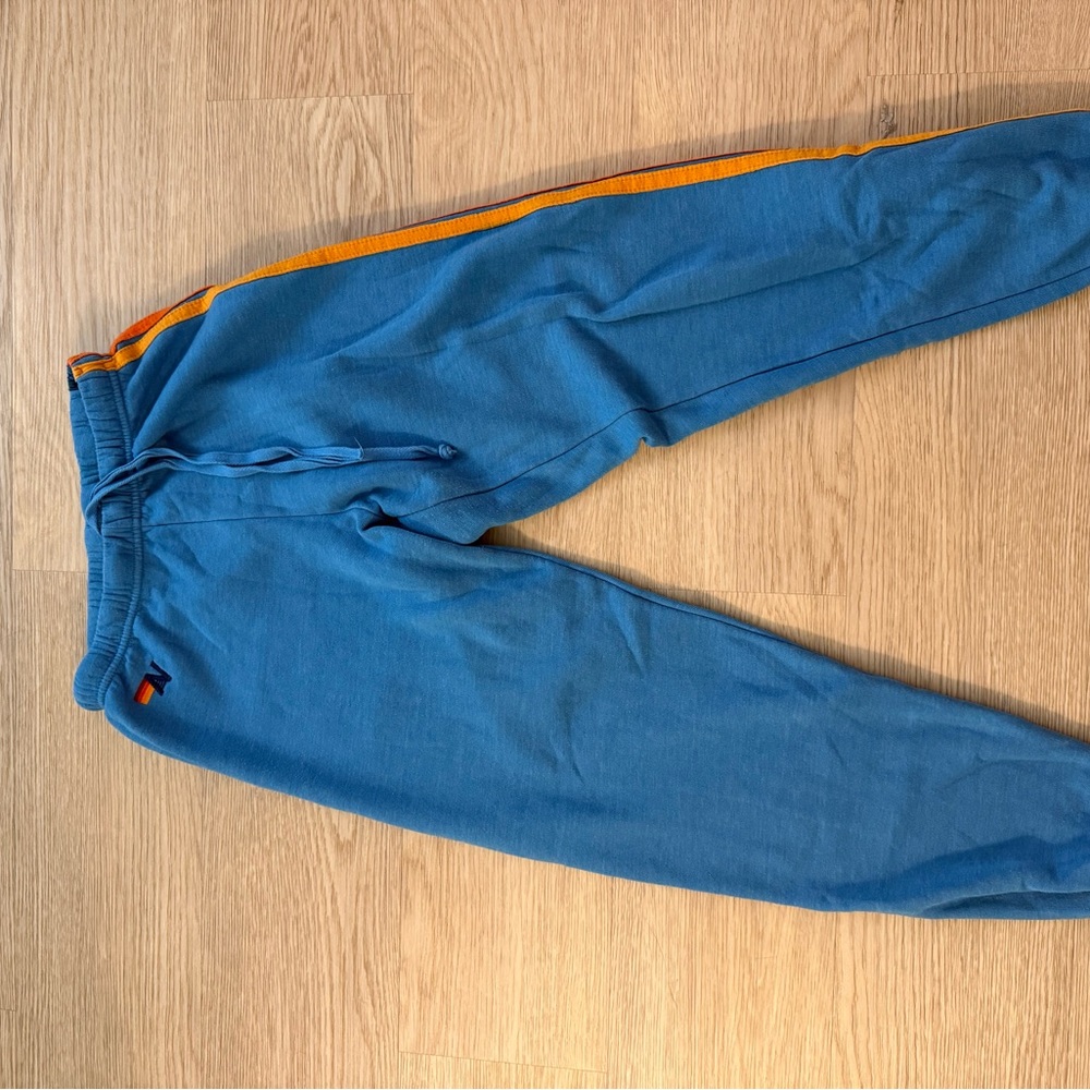Aviator Nation Blue Track Pants with Orange Stripe